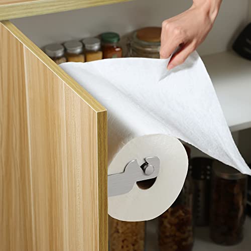Image of ZUNTO Paper Towel Holder Cabinet Door or Under Cabinet, Self Adhesive Big Roll Holder Wall Mount, Stainless Steel