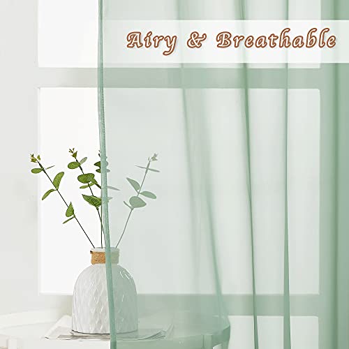 Nicetown Sheer Curtains For Bedroom Windows, Grommet Top Voile Sheer Country Style Curtain Drapes Light And Airy Drapes For Children Room/Nursery, Sage Green, W54 X L63, 1 Pair #TOP3