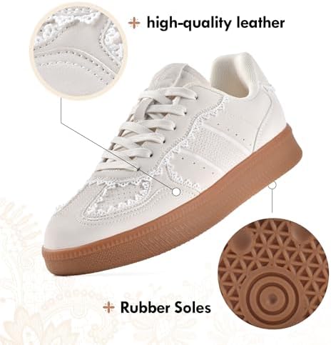 JACKSHIBO Women's Ribbon Lace-Up Fashion Sneakers Arch Support Gum Sole Tennis Walking Shoes with Memory Foam - Image 6