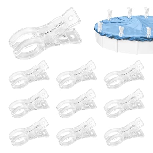 10 Stück Klammern für Poolabdeckung Transparent Poolabdeckungs Klemmzwingen mit Starker Spannkraft Klemmzwingen für Schwimmbadzubehör Oberirdische Pools Abdeckplane