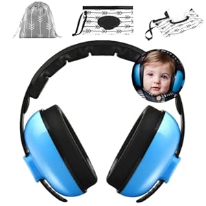 Baby Ear Protection Noise Cancelling Headphones by Kiki Babies, Ear Muffs for Infants & Newborns Noise Reduction Include Travel Wipes Cover and Bag – Shower Gift Set