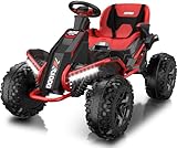 ANPABO 24V 4x4 Ride On Toy for Big Kids, 4x200W Motors, 5MPH, Kids Car w/Parent Remote, Wide Adjustable Seat, Headlights, Metal Frame, Shock Absorbers, 4 Wheeler Quad, Red