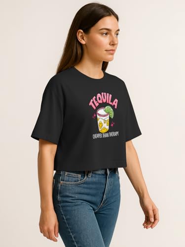 Image of HELLCAT Beige Printed Loose Fit Crew-Neck Crop T-Shirt for Women