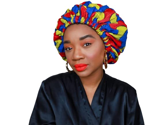 Royal Divine Services LLCElastic African Print Satin Lined Bonnet