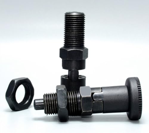 MerciL 2pcs Push Fit Ball Nose Spring Plunger, Carbon Steel Self Locking Indexing Plunger Spring Knob Plunger Positioning Pins Lock Pin Bolt Self Locking Indexing Pin with Lock Nut (M12)