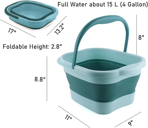 Spa plegable para pies 15L con asa plástico verde miniatura 3