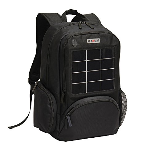 Preferred Nation USB charging Solar Backpack with USB Charging Port – Fits 15.4” Laptop – Waterproof, Multiple Compartments, Power Bank Compatible – Durable 420D/1680D/600D Polyester – Black