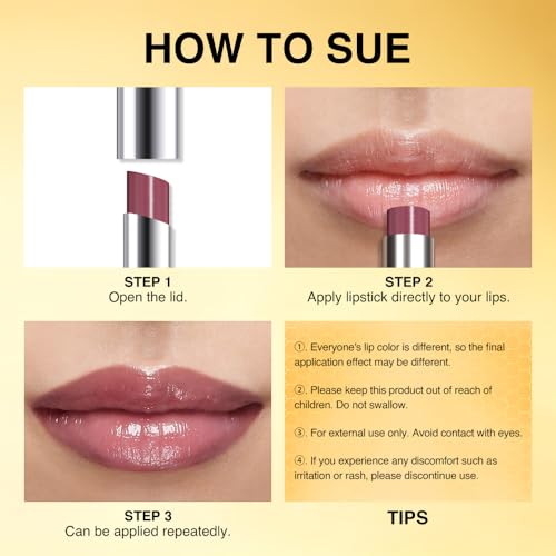 Image of Mauve Berry & Cherry Wine Honey Tinted Lip Balm for Women, Hydrating Lip Oil Stick Lip Gloss Lipstick for Mature Skin, Sheer Moisturizing Lip Tint Balm with Natural Shine, Vegan & Cruelty-Free