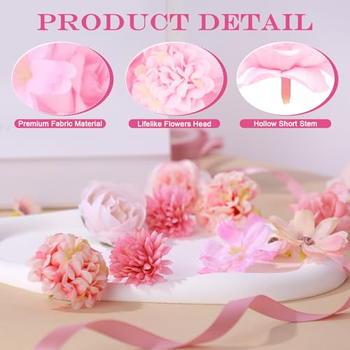 CYZBL 20 Stück Kunstblumen Köpfe Elegant Set, Mini Seidenblumen Köpfe Mix, Dekorative Kunstblumenköpfe zum Basteln, Exquisit Klein Künstlich Blütenköpfe, Künstliche Blumenköpfe für Hochzeit Basteln