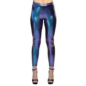 Boland 51030 - Leggings Meerjungfrau, Schuppenmuster, stretch, L/XL, Unterwasserwelt, Motto Party, Karneval