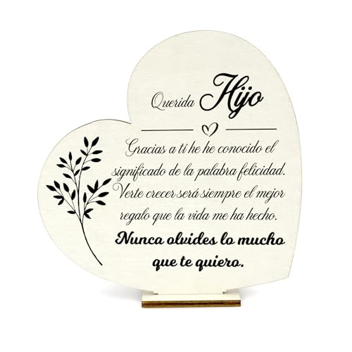 Presente para filho, ornamentos de madeira coração, ideias presentes de Natal, presentes para filhos adultos, presente jovem homem, presentes de Natal, presentes de aniversário para filho, presentes