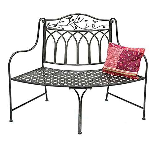 DanDiBo Banc de jardin semi-circulaire en métal résistant aux intempéries Marron 96002 125 cm