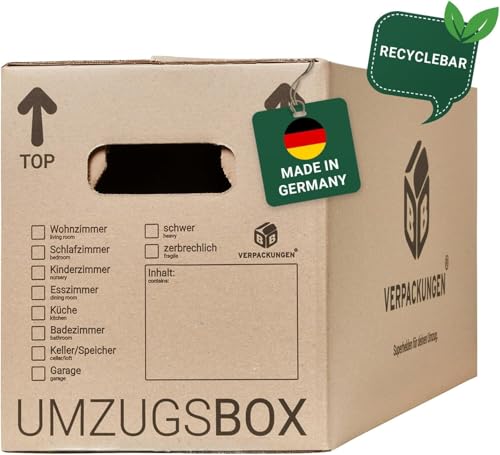 Produktfoto von BB-Verpackungen 20x Umzugskartons UMZUGSBOX 632 x 288 x 330 mm 2-wellig (20 Stück) | 100% recycelte Pappe, doppelter&hellip;