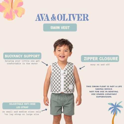 Kids Swim Vest Floaties, Buoyancy Jacket to 66lbs, Pink Checker, Large by AVA + OLIVER - Used condition - Image 4