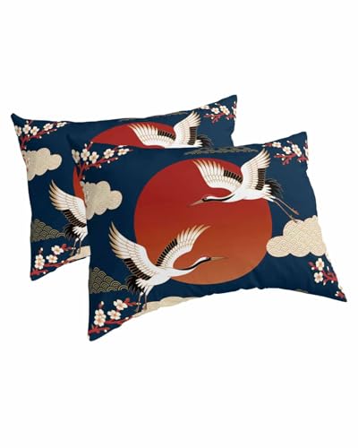 Edwiinsa Japanese Style Pillow Covers Queen Size Set of 2