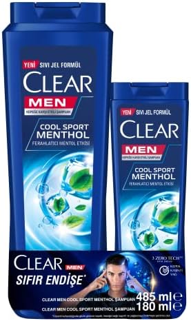 Clear Men Kepeğe Karşı Etkili Şampuan Cool Sport Menthol Ferahlatıcı Mentol Etkisi 485 ML + 180 ML