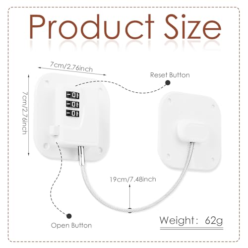 Himake Refrigerator Lock, Combination Lock for Refrigerator Cabinets, Drawers, Heavy Duty Fridge Lock, Easy Install No Keys Needed (White-2Pack) by Himake - Image 3