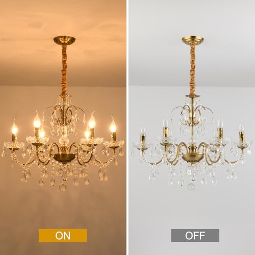 Image of Vintage Chandelier, Crystal Chandeliers for Dining Room, Antique Chandelier, Crystal Candle Chandelier Lighting, Vintage 6 Lights Pendant Ceiling Fixture Lamp Perfect for Hallway D68 x H55