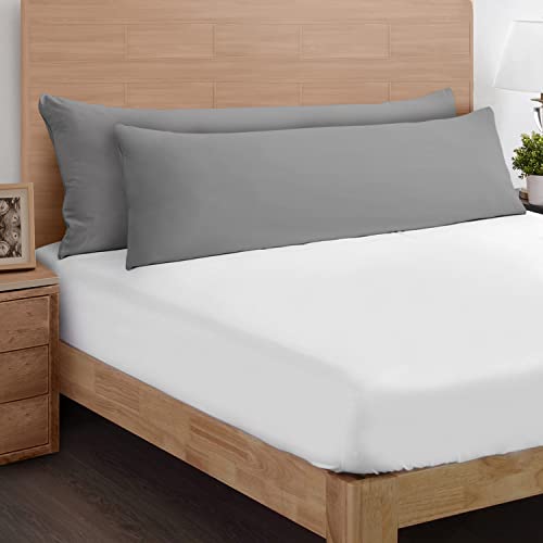 Yiyea Body Pillow Cover Set Of 2, Super Soft 1800 Thread Count Brushed Microfiber Body Pillow Pillowcase With Envelope Closure, Wrinkle, Fade And Stain Resistant (20" X 54", Grey) #TOP4