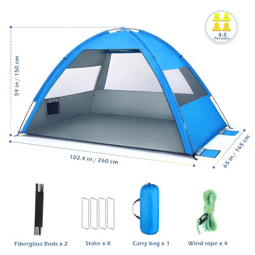 Carpa de playa grande plegable Mobestech para 3-4 personas miniatura 7