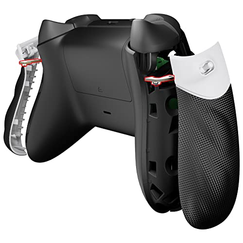 Extremerate Flexor Clicky Rubberized Side Rail Grips Trigger Stop Kit For Xbox Series X & S Controller, Diamond Textured White Anti-Slip Ergonomic Trigger Stopper Handle Grips For Xbox Core Controller #TOP3