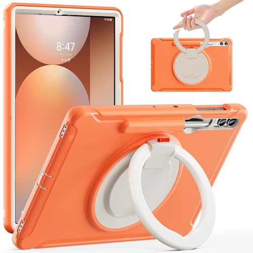 Coque Samsung Tab S9 FE+ antichoc orange résolvant la perte du stylet S Pen