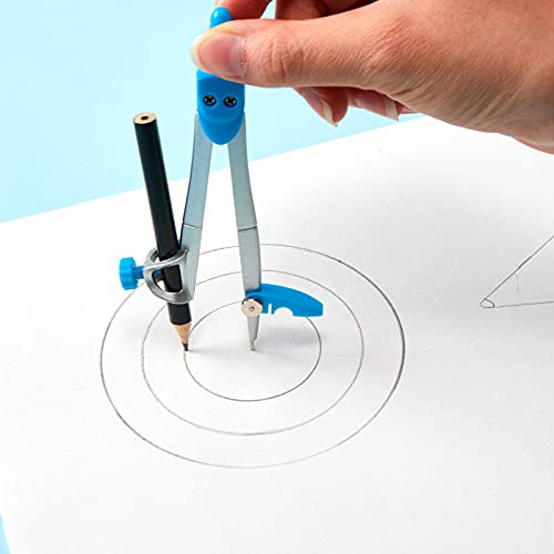 Geometry Set 10 Pieces Math Supplies Kit，Including Compass，Protractor，Ruler，Eraser，Pencil，Lead Refills，Pencil Sharpener，Storage Box，for Drawing and Measurement - Thumbnail 4