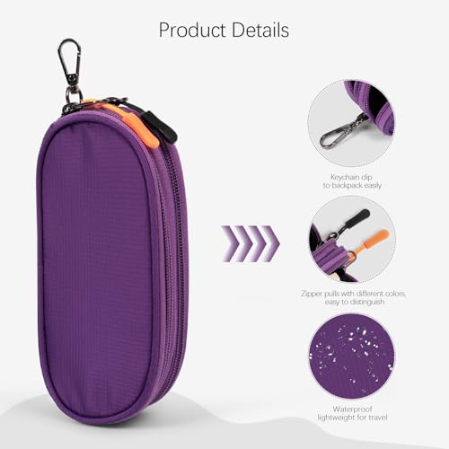 Image of Double Eyeglasses Case Soft Portable Zipper Sunglasses Pouch with Keychain Clip for Men Women
