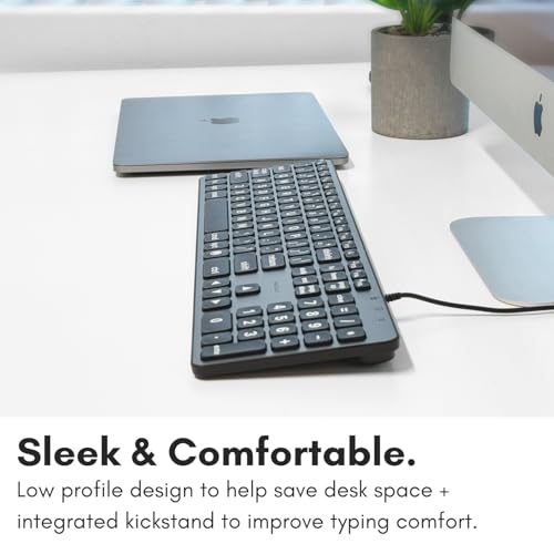 MACALLY 有線キーボード Mac用 (USB C + A) - 大文字プリント、バックライト付きAppleキーボード 有線 - 107キー フルサイズ 大文字 USB C MacBook Pro/Air、Mac Mini、iMac用 フルサイズ (UCABLZKEYLPSG)US配列(英語配列)