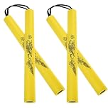 ZDNT 2 Pairs Foam Nunchucks,Safety Practice Nunchaku with Rope,Martial Arts Nunchucks,Foam Training Nunchucks Portable Training Nunchuck Foam Martial Arts Nunchucks for Kids and Beginners (Golden)