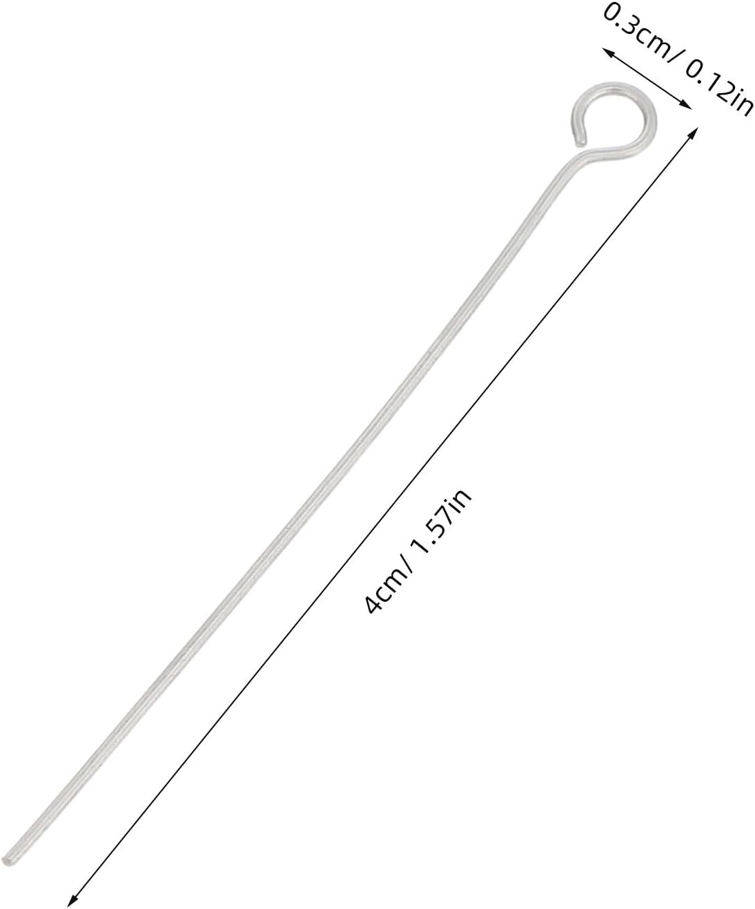 300PCS Stainless Steel Wire Eyepins - Open Eye Head Pins Needles for DIY Craft Bead Earring Pendant Necklace Bracelet Jewelry Charm Finding Making 40mm/1.6 Inch