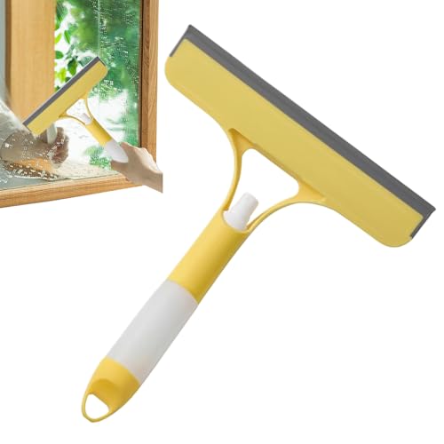Glass Wiper Spray – Handheld Scrubber Squeegee – Non-Slip Grip Handle | All-Purpose Cleaning Aid For window Bathroom Kitchen Tiles, Perfect Mirror Washer For Home Cars Showers Apartment Surfaces