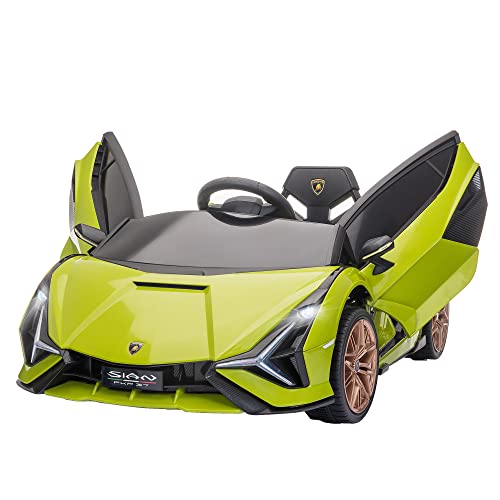 Macchina Elettrica Bambini HOMCOM 12V - Licenza Lamborghini, Con Telecomando, Fari LED E Porte Apribili, Arancione, 3+ Anni