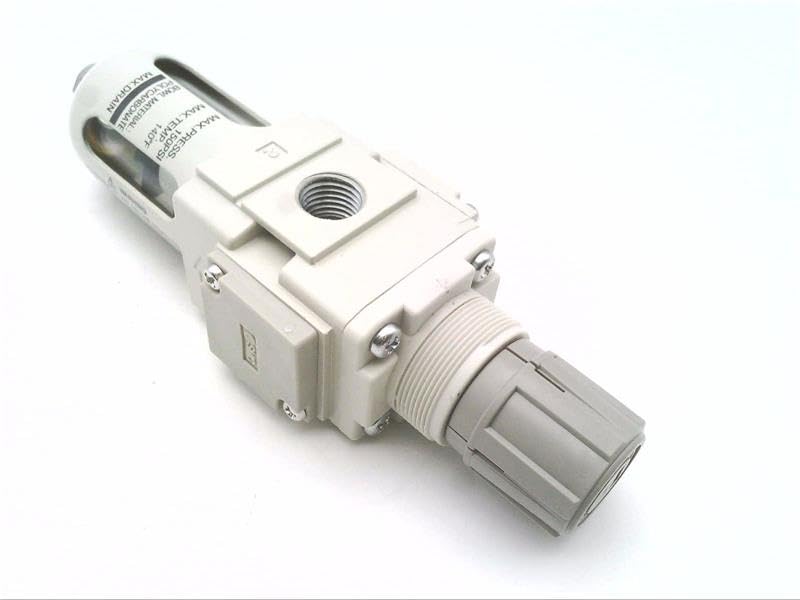 SMC AW20-N02-CZ-B 1/4 Port Size, Integrated Filter, Name Plate/Caution Plate/Imperial Units, NPT Thread, Regulator, Size 20, with Bowl Guard