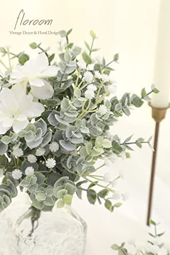 Floroom Artificial Flocked Eucalyptus Stems Faux Greenery Spray, 18Pcs Best Filler Fake Plants For Diy Wedding Bouquet Centerpieces Arrangement #TOP2