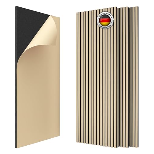 IZODEKOR Wandverkleidung Selbstklebend, Akustikpaneele Holzoptik, 3d Wandpaneele Selbstklebend für Schalldämmung 120x60x2,1cm, Wand Deko Wohnzimmer 4 Stück - 2,88m² Weiß-Eiche