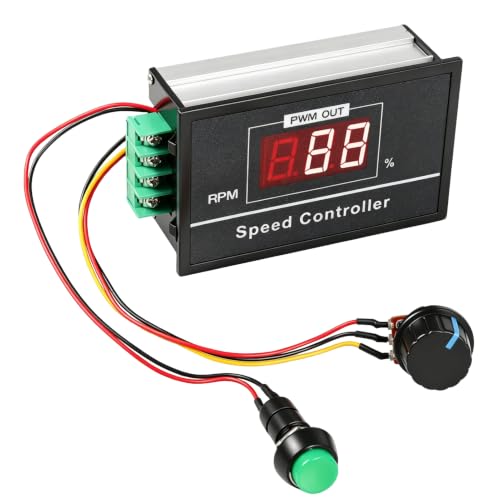 Controlador de Velocidad de Motor CC PWM 6-60V 30A, Regulador de Voltaje Ajustable con Pantalla LED Digital Interruptor Potenciometro para Motor DC 12V 24V 36V 48V