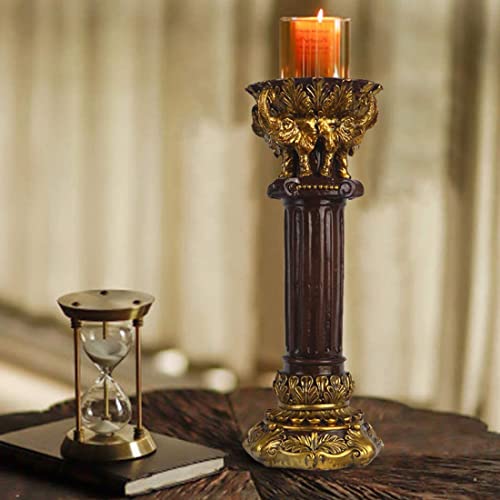 Decorative Elephant Candle Holders Set Of 2, Retro Gold Pillar Candle Holders Candlestick Candleholders Stand Centerpieces Home Decor For Bedroom, Living Dining Room, Mantel, Fireplace, Birthday Gift #TOP5