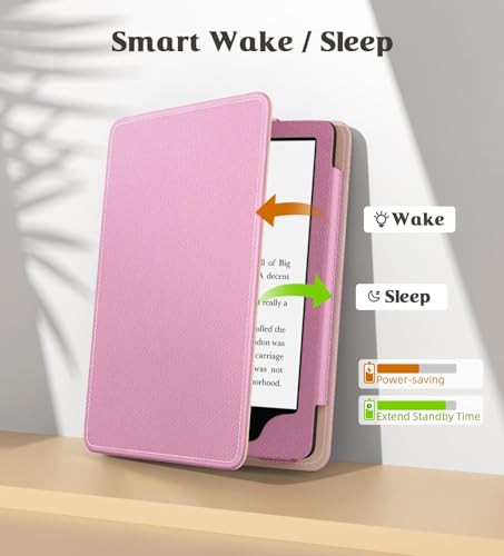 Image of MoKo Case for 7 inch /6.8 inch Kindle Paperwhite(12th /11th Generation-2024 /2021) and Kindle Colorsoft Signature Edition, Slim PU Shell Cover Case with Auto-Wake /Sleep for Kindle Paperwhite 2024, Nosegay Pink
