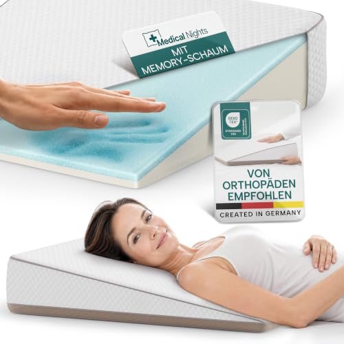 Medical Nights® Keilkissen Bett – Reflux Kissen, Memory Foam, Anti-Rutsch