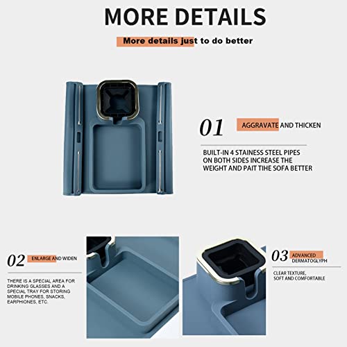 Bouticol Couch Tray Sofa Arm Cup Holder Tray Coaster Holder Silicone Anti-Spill And Anti-Slip Armrest Cup Holder Suit For Armchair, Sofa, Recliner, Couch Remote Control And Phone Organizer (Blue) #TOP4