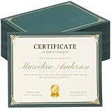100 Count Single Sided Certificate Holders with Gold Foil Border Diploma Cover for or Letter Size 8.5 x 11 Certificate Paper, Cardstock, Award, Graduation, Documents,School - Green