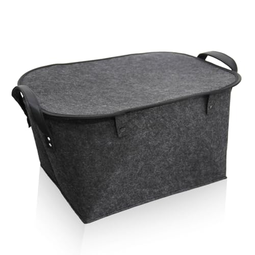 Filz Aufbewahrungsbox, aufgerüstete Filzkorb mit mit Deckel, Größe...
