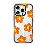 CASETiFY インパクト MagSafe対応 iPhone 16 Pro ケース [スリム / 2.5mの落下試験をクリア (MIL規格4倍相当) / ワイヤレス充電およびMagsafe対応] - Crochet Flowers - Orange - クリア ブラック