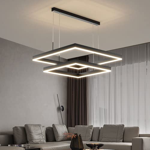 HSLJ1 Moderne LED Plafonnier Lustre Carré Pendentif Lumières Pour Salon Salle À Manger Cuisine Chambre Multi-couche Carré Lampe Maison Hôtel Suspendu...