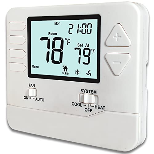 Heagstat Thermostat, 2 Heat   2 Cool Programmable Thermostat for Home, with 4.5 sq. Inch Display