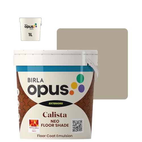 Image of Birla Opus Calista Neo Floor Shade Exterior Floor Paint (1L, Heaved Sigh Color, Soft Sheen Finish) | Water, Hot Tire Mark & Abrasion Resistant | For Porch, Patio, Garage, Concrete Driveway, Tiles