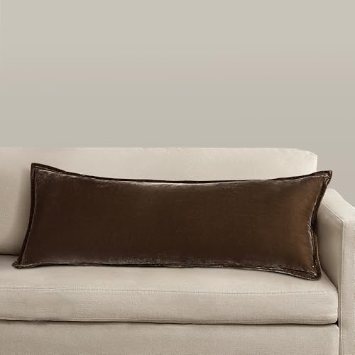 Image of HiEnd Accents Stella Faux Silk Velvet Green Ochre Long Lumbar Pillow