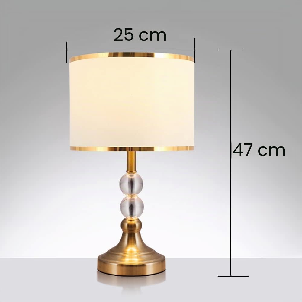 Lampada da Tavolo e Comodino,oro/beige paralume, Camera da Letto, Decorata - Accessori per la Casa - Cristallo - Stoffa - Metallo - E27 Max. 60 Watt - 25 x 47 cm