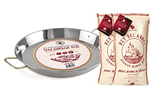 Gourmanity 500G (Pack Of 2) Spanish Bomba Rice For Paella And 16Inch Stainless Steel Paella Pan #TOP3